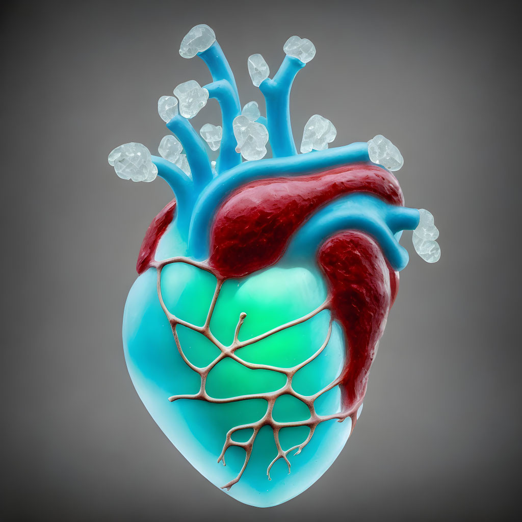 surreal glass sculpture anatomical heart