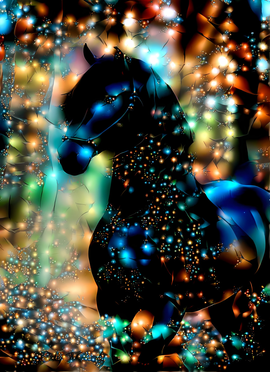 black horse, orange, green, blue, retexture