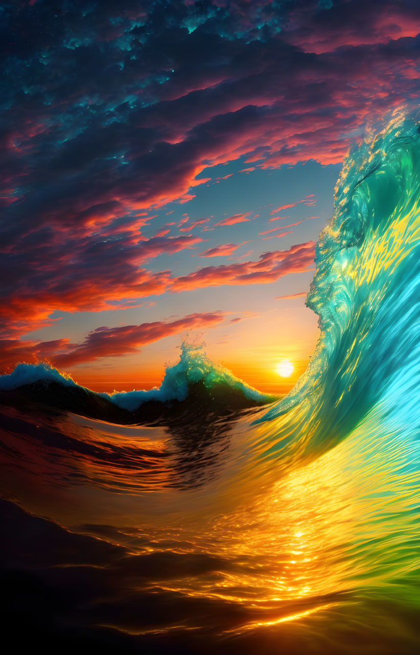 atlantic ocean wave sunrise