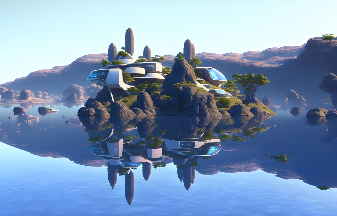 extra-planetary futuristic island residence