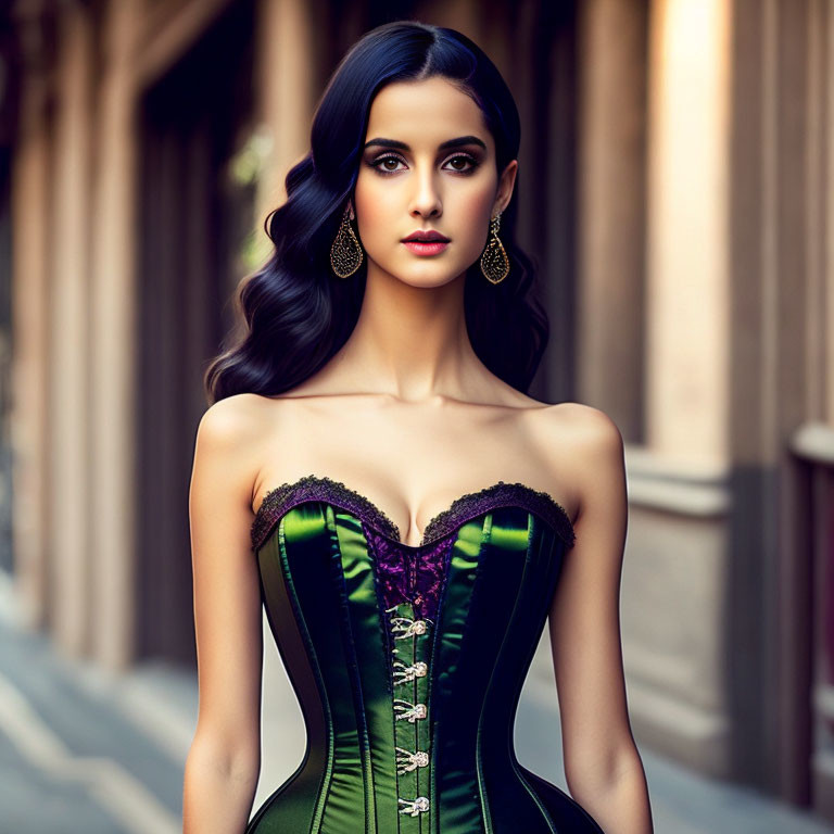 ai, beautiful satin corset woman portrait