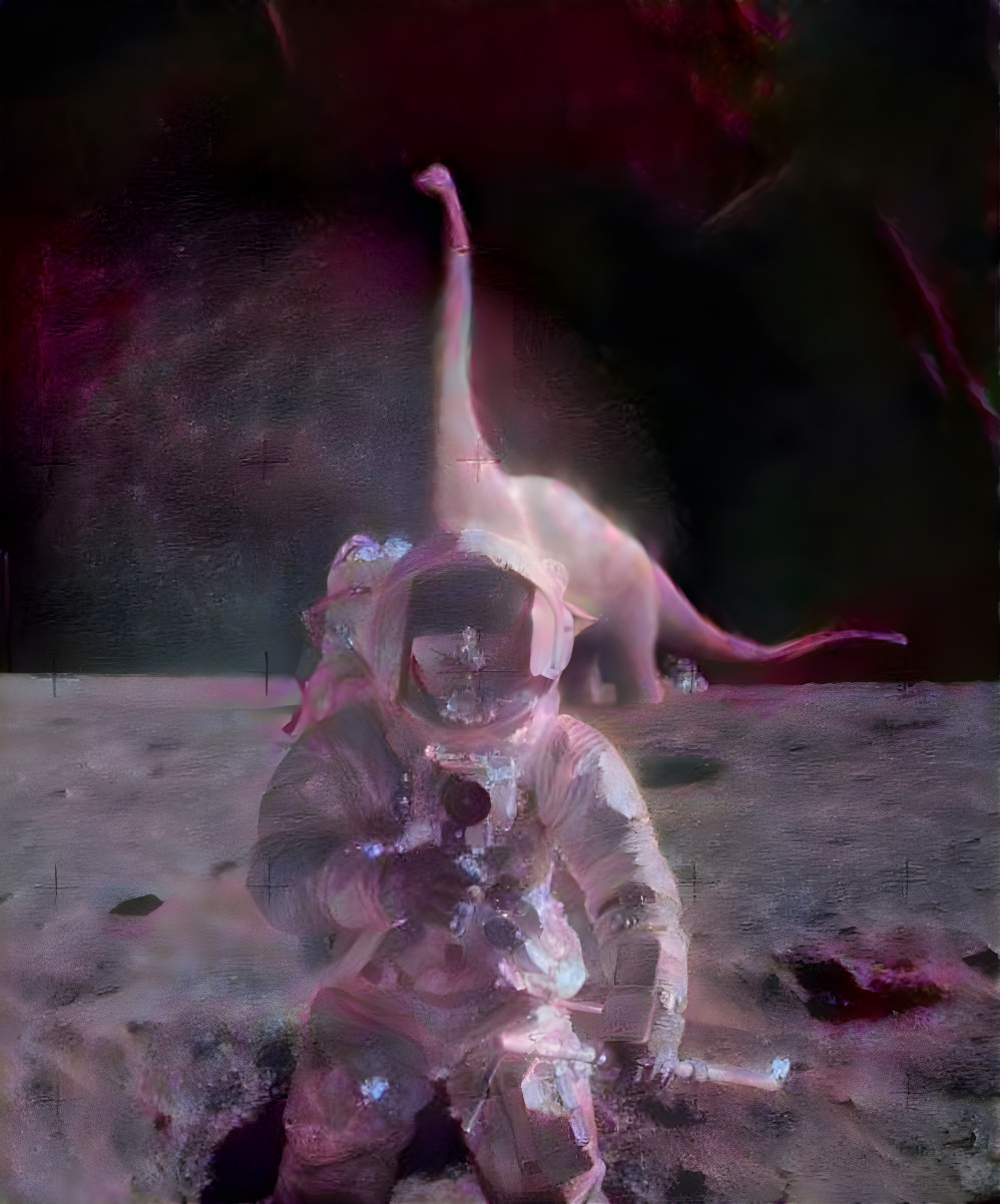 astronaut & dinosaur on the moon, retexture