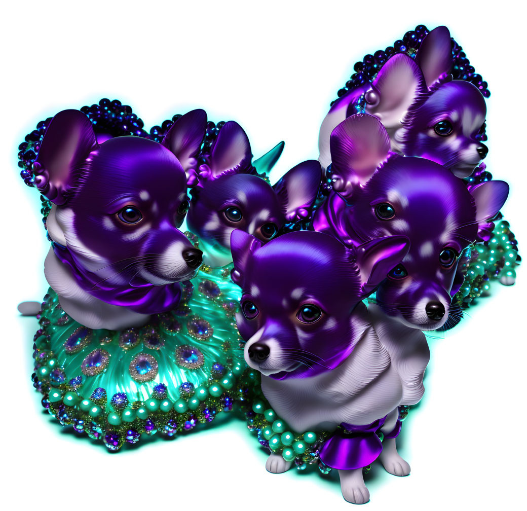 purple turquiose jeweled babushka chihuahuas