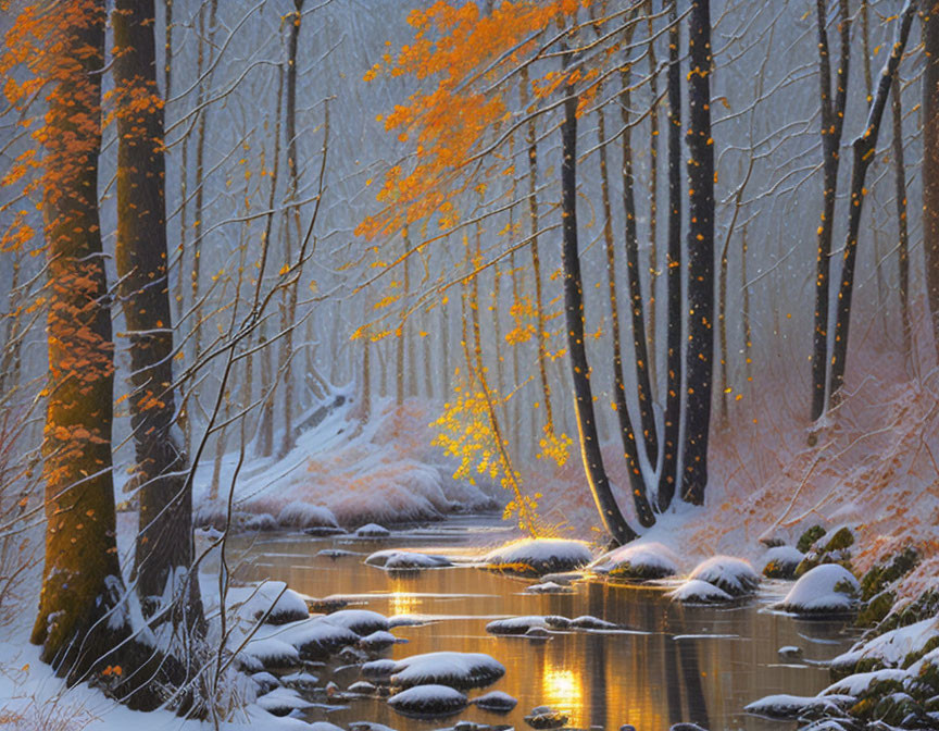 winter forest scene, landscape