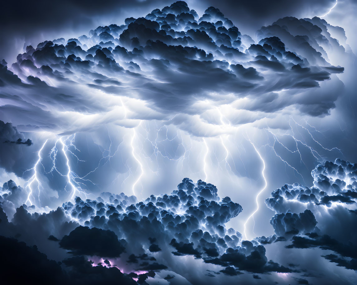 ai, surreal lightning storm inside clouds