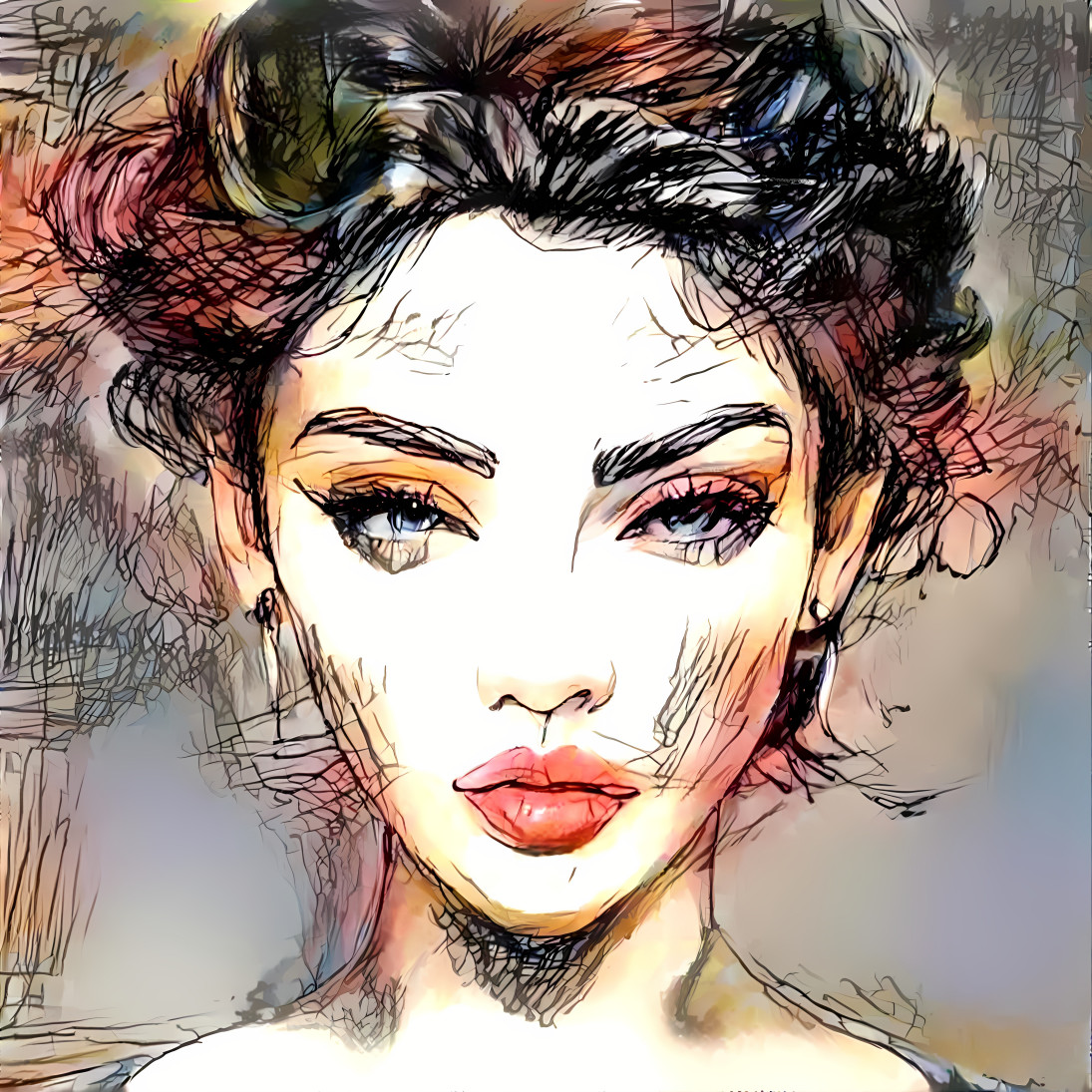 ai, model, retextured, colored pencil drawing