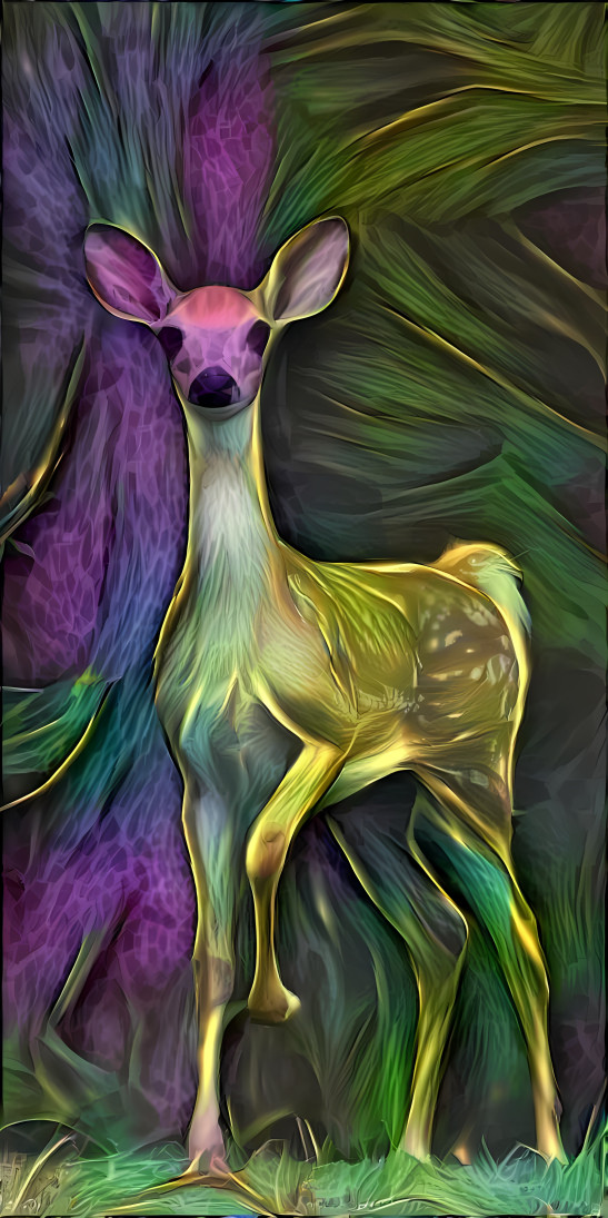deer yellow, green, purple