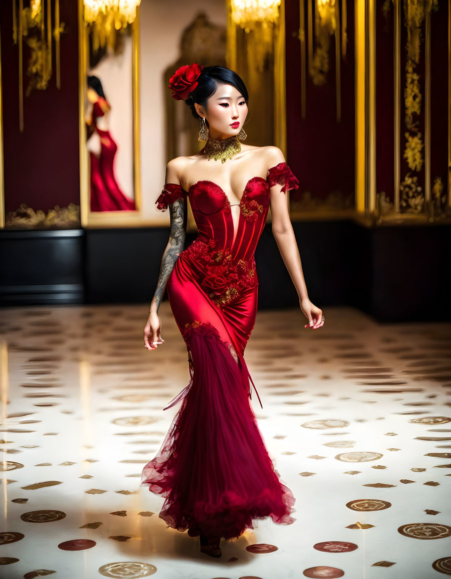 Chinese Woman in Latin Tango Dress