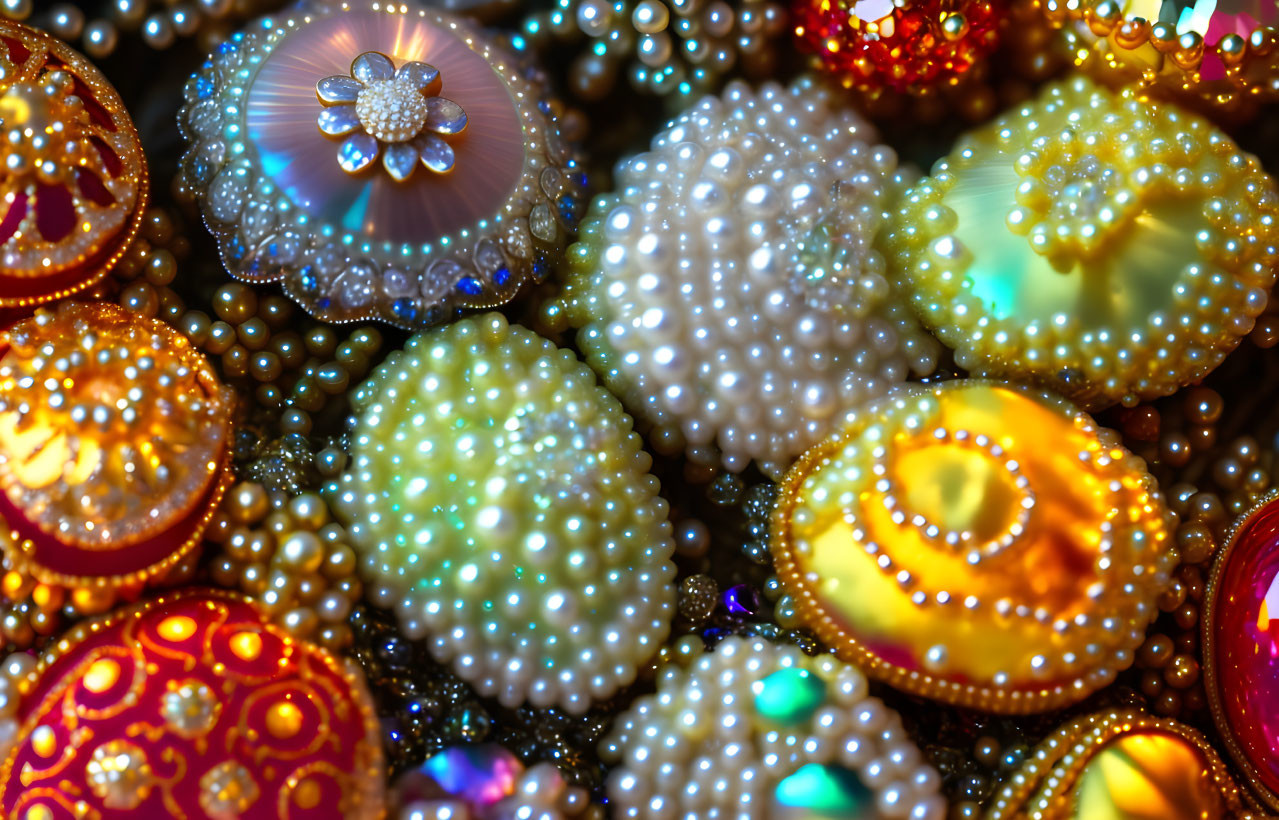 ornate pearl diamond & seashell covered eggs