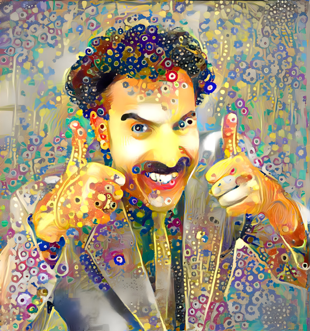borat, two thumbs up, painting