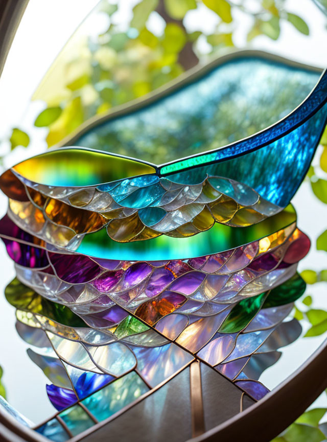 elegant close up stacked stained glass bowls