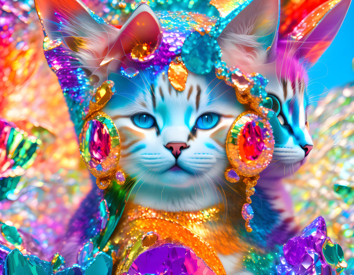 ai, kitten with jeweled head dress, pop art