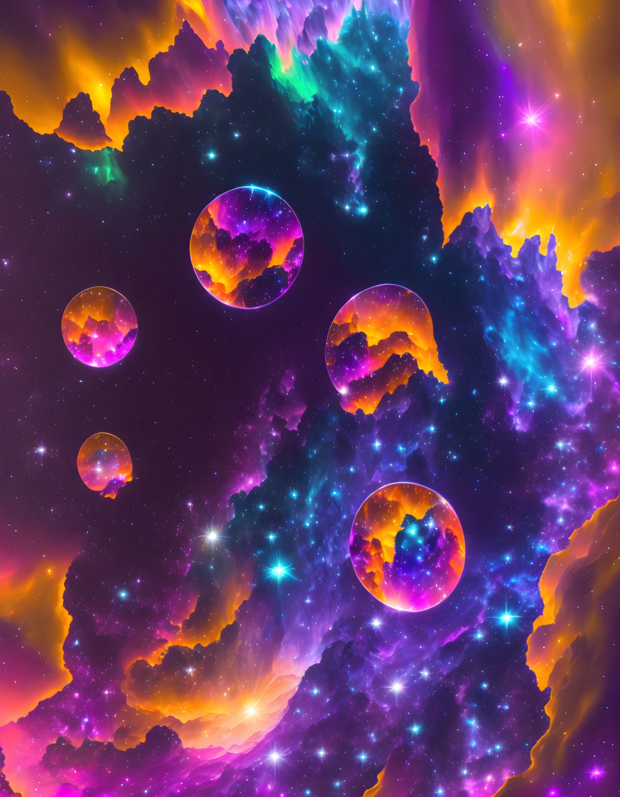 ai, glowing fuchsia life time crystal nebula