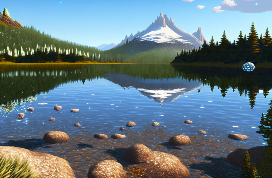 ai, photo real mountain lake landscape