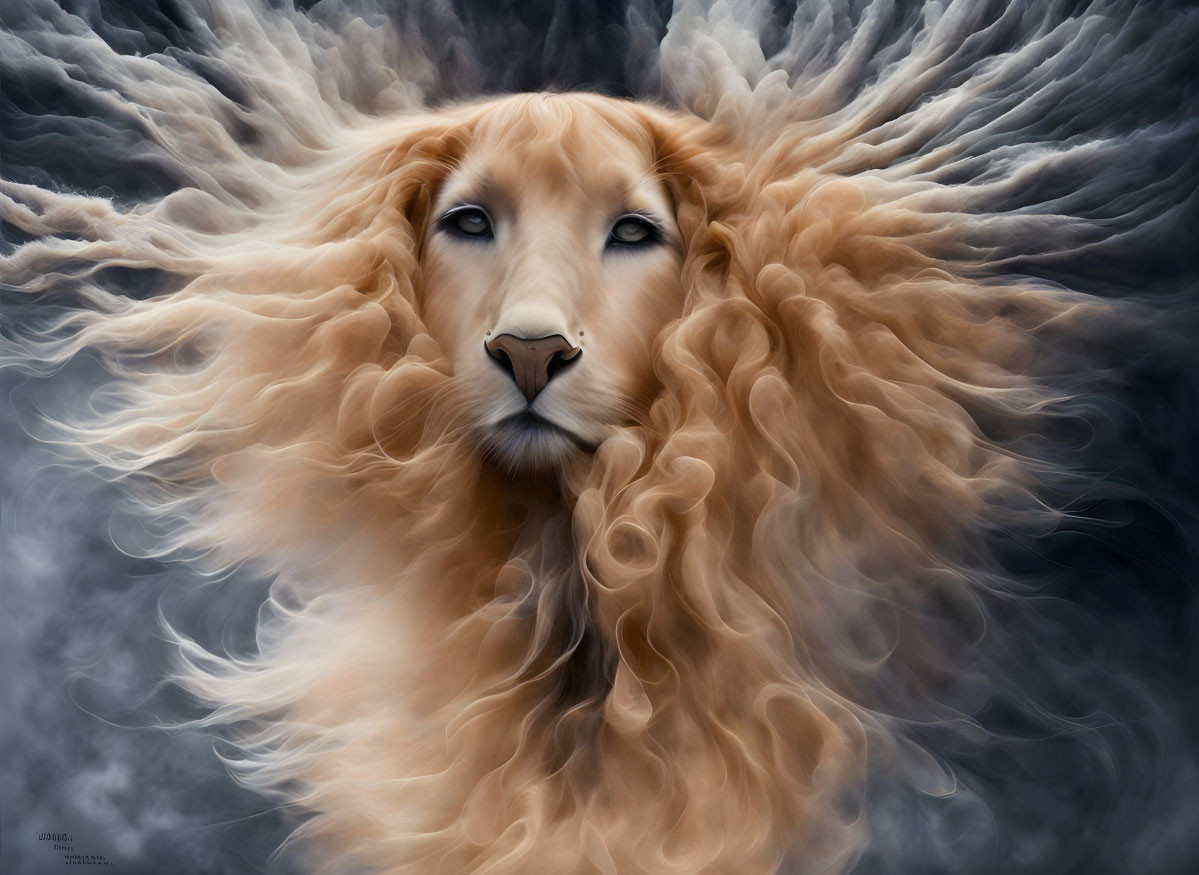 new world dog, electric haired lion