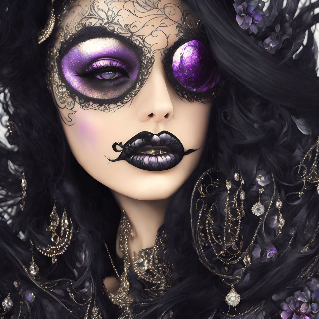 dark gothic purple sunglasses woman portrait