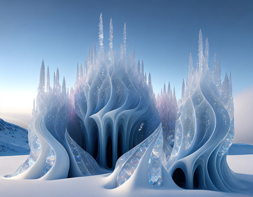 mystical alien ice worlds, crisp cold fantasy