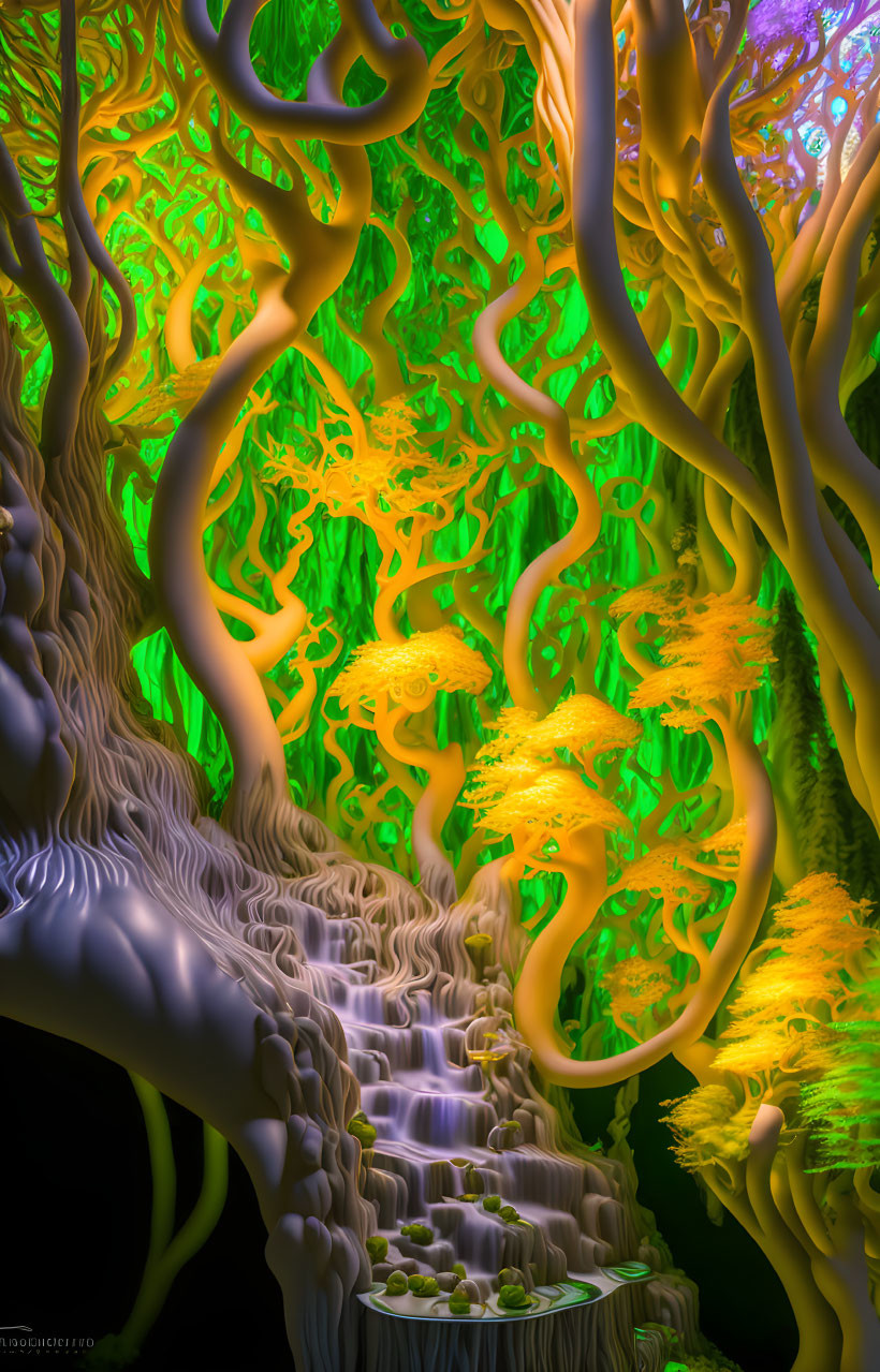 enchanted forest diorama, top ramen noodle pathway