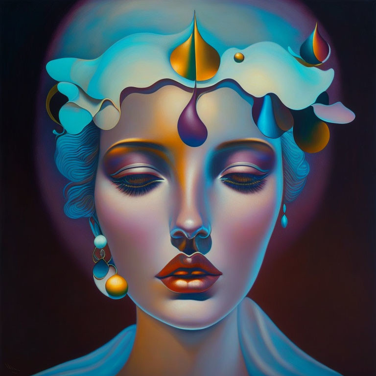 surreal dreaming woman, abstract painting