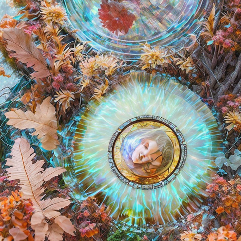 fall leaves & an aqua ethereal fantasy Plasma Disc