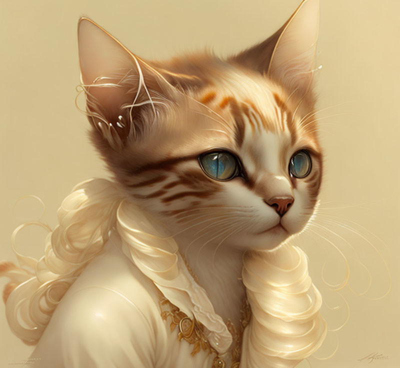 kitty in dress posing, portriat, soft white swirly