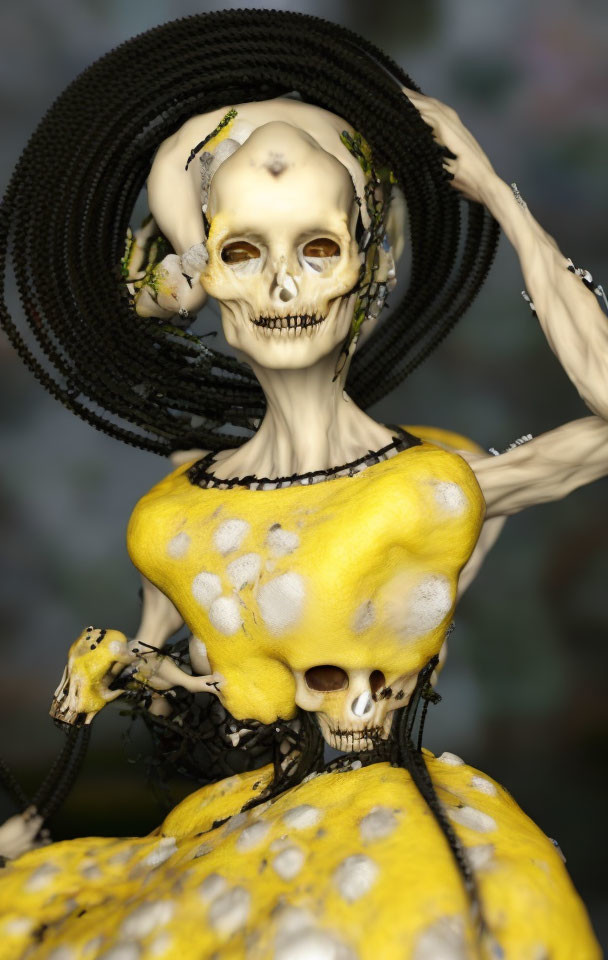 "BarZombie" yellow biomechanical shamanpunk art