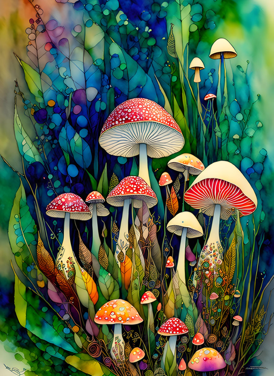 ai, mushroom group photo, hugo pratt illustration