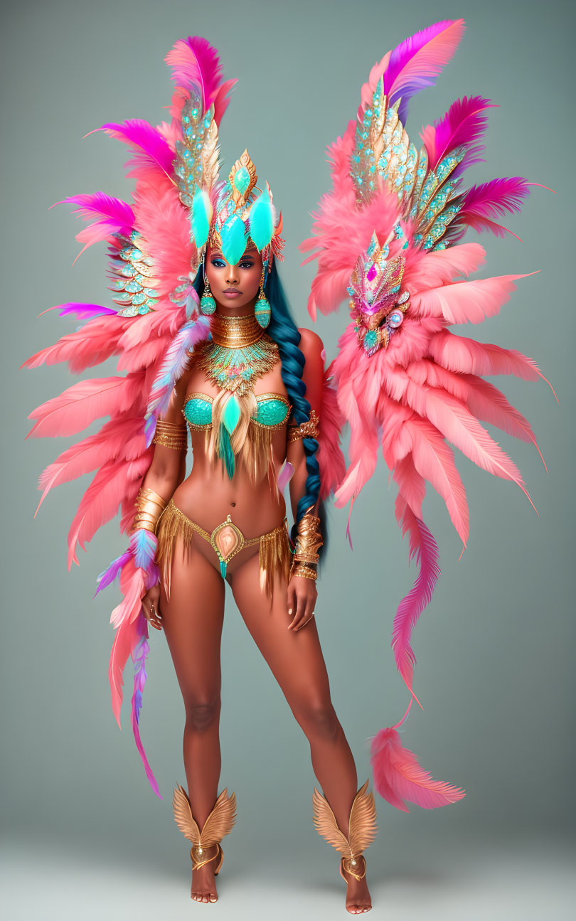 feather wings  princess, ornate head dress, scales