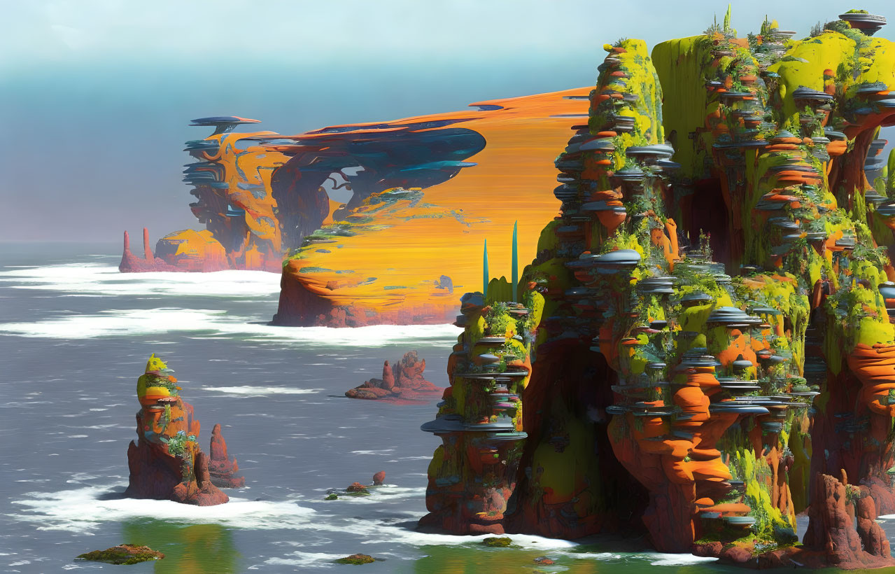 Roger Dean Neo-Futurism Ocean Cliff Landscape