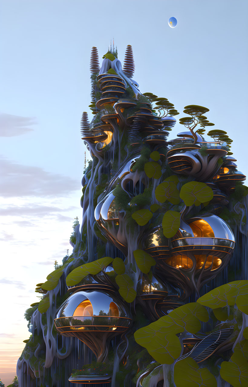 biomorphic treehouse smooth metalic shade 