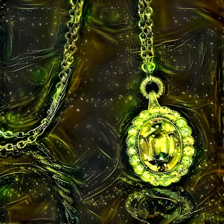 pendant necklace retextured, green, black
