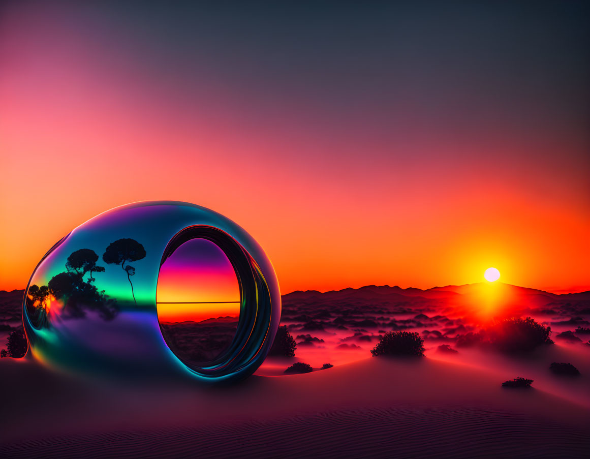 psychedelic pop art alien house sunset landscape
