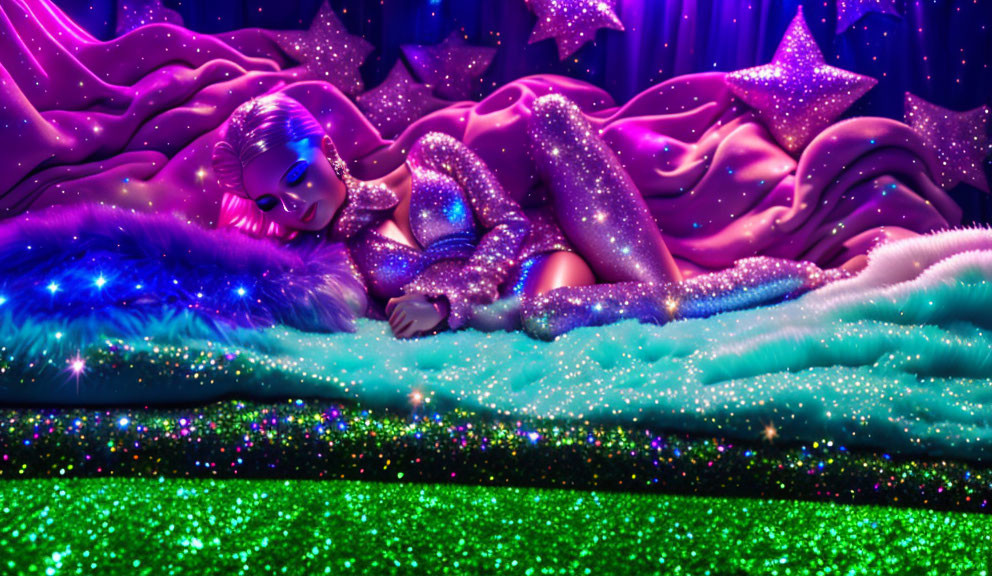 glitter disco princess starry sky bombshells art