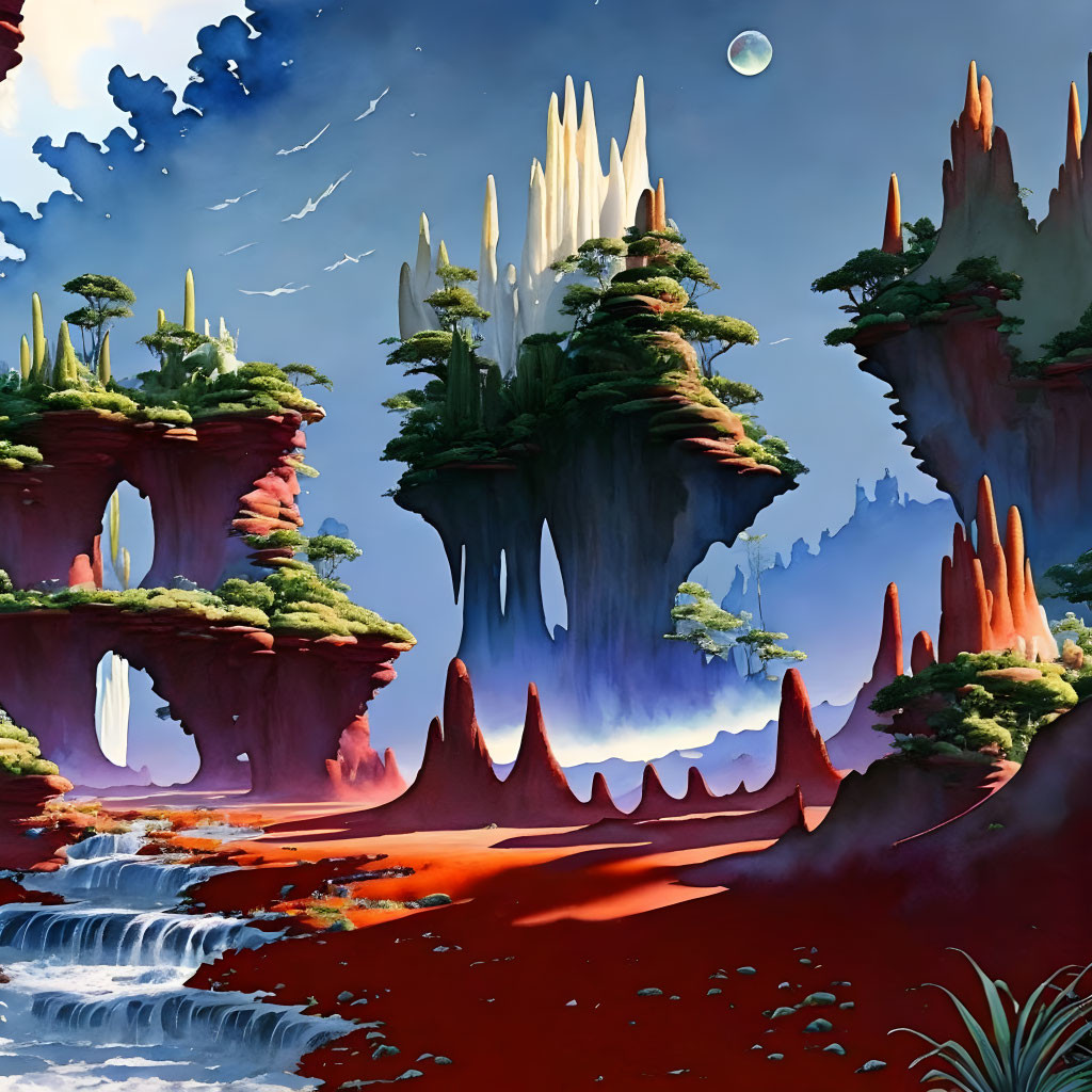 sureal alien desert stream landscape painting