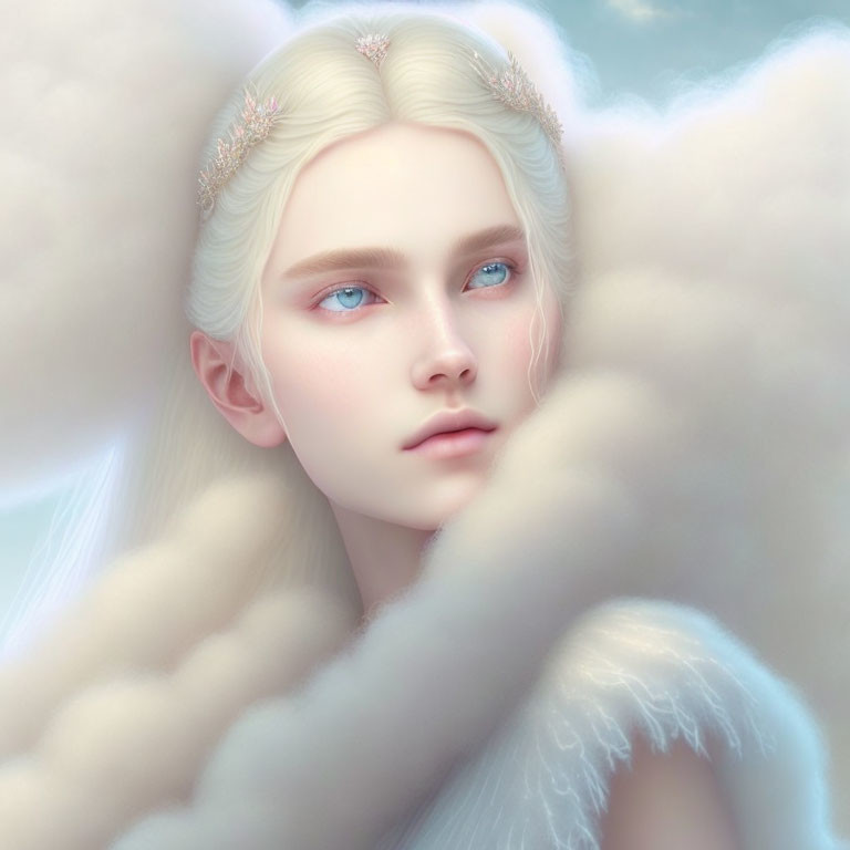 ai, soft fluffy fair light ethereal cloud princess