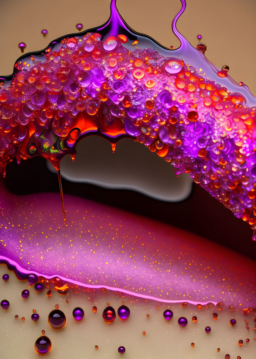 surreal glass fuchsia sparkling pop art lips
