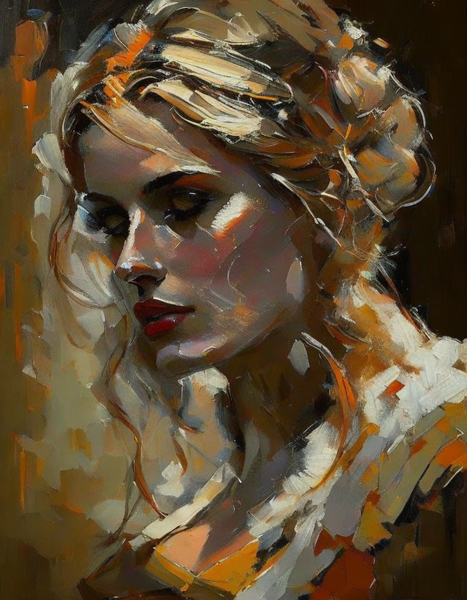 ai, gold, oil painting, portrait of a woman