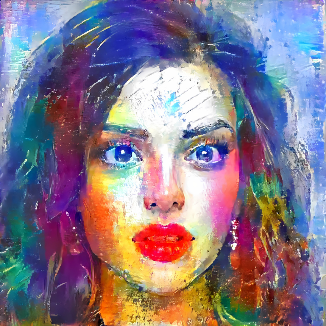 ai, model, grunge oil painting