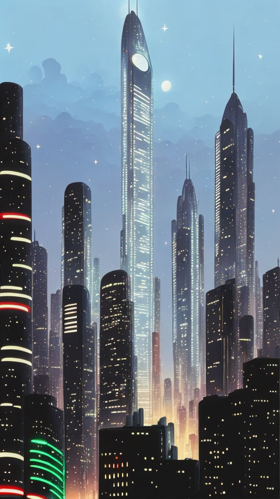 futuristic city skyline art