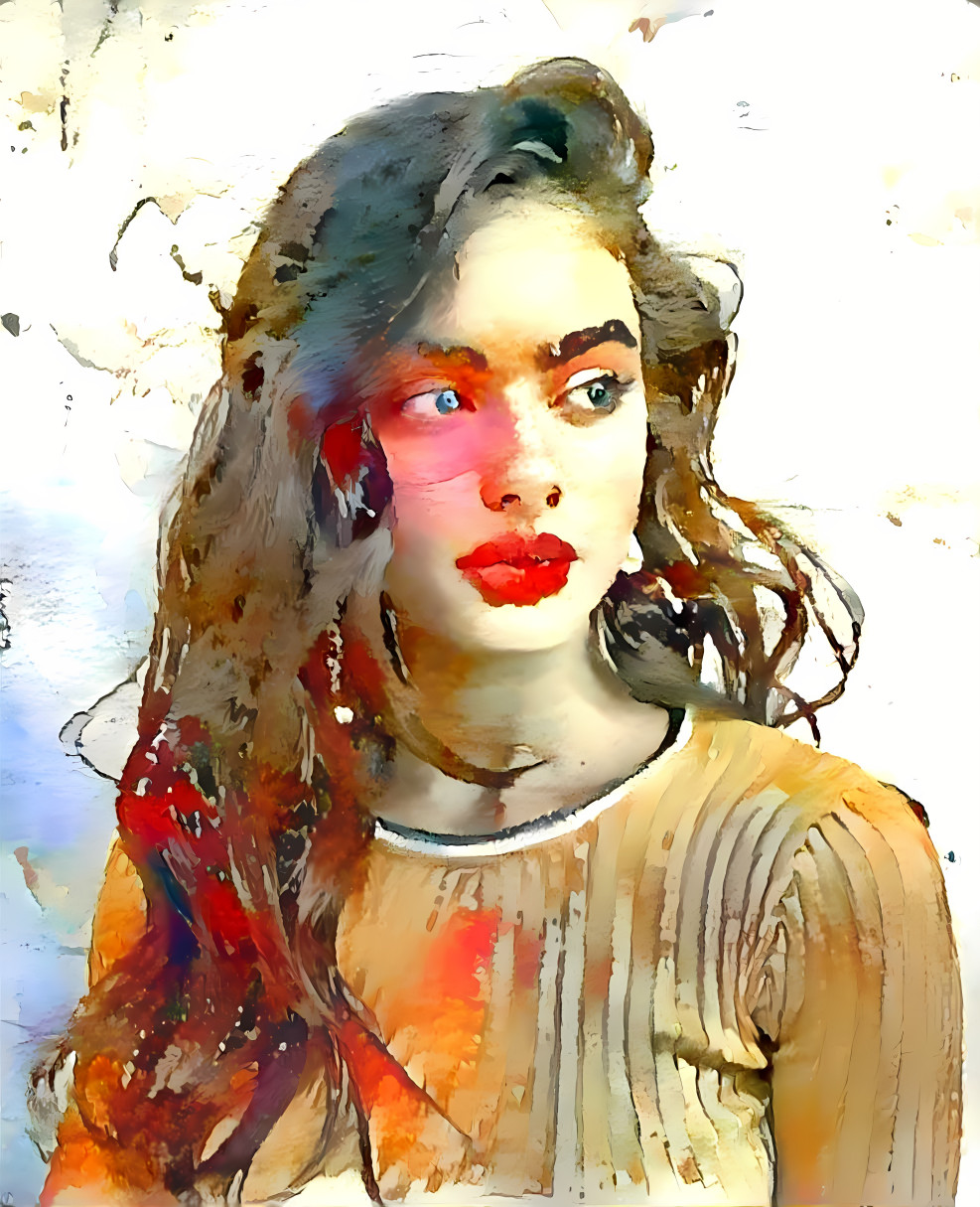 model, Yael Shelbia, watercolor