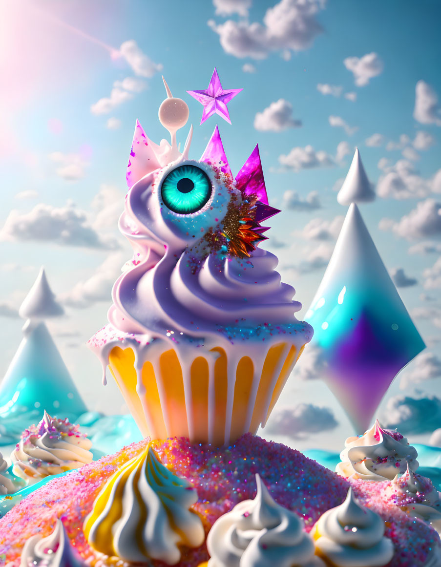 surreal cupcake art, 3D