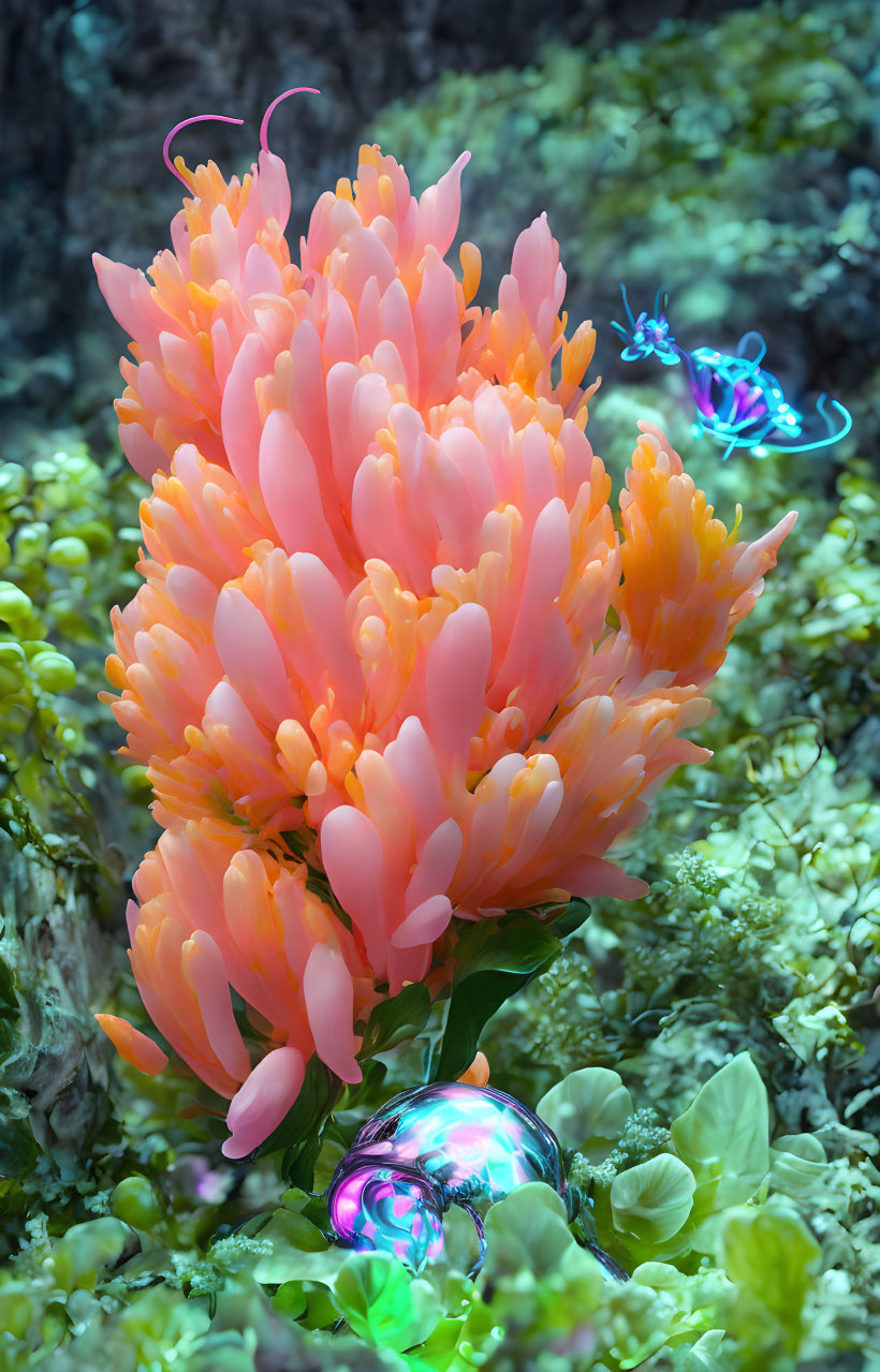 surreal fuchsia abstract blob - undersea life