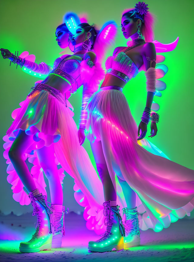 fluorescent neon dancers, Want To Take You Higher