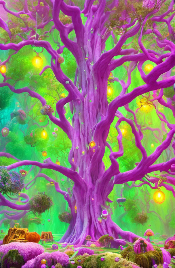 pink surreal psychedelic trippy alien tree