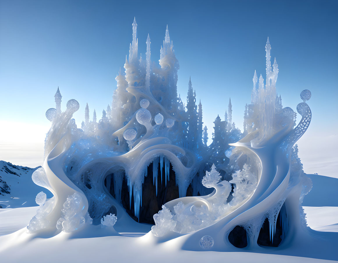  cybernetic gaudi biomorphic ice castle sculpture
