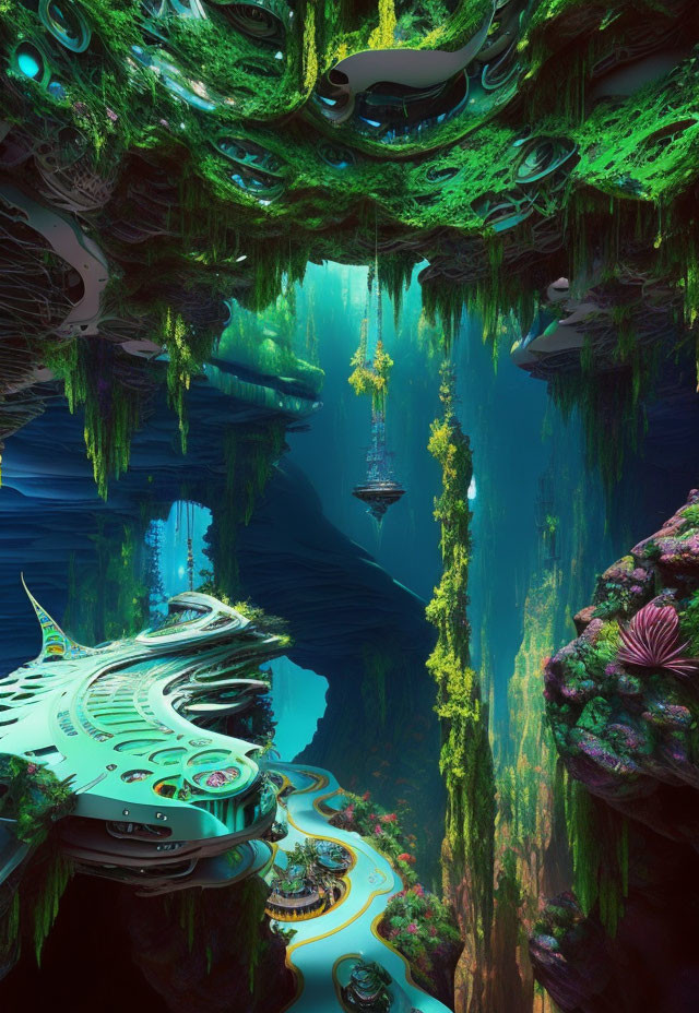 Roger Dean Style Neo-Futurism Underwater Landscape