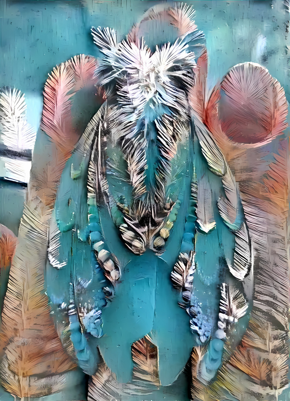 moth retextured with feathers, aqua blue