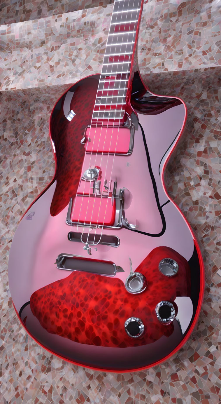 red see though pop art funky vibe guitar