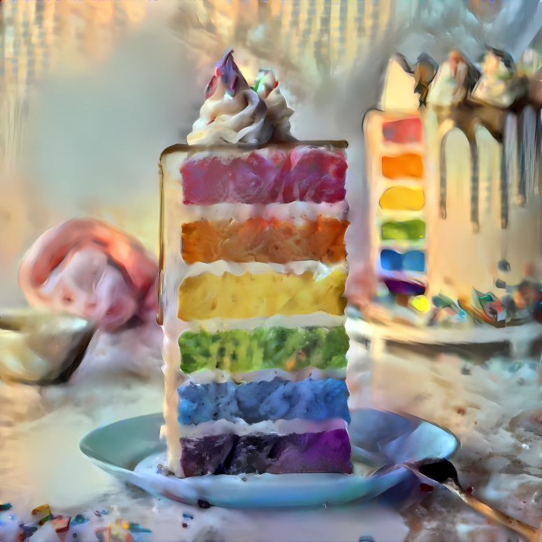 rainbow cake retextured with