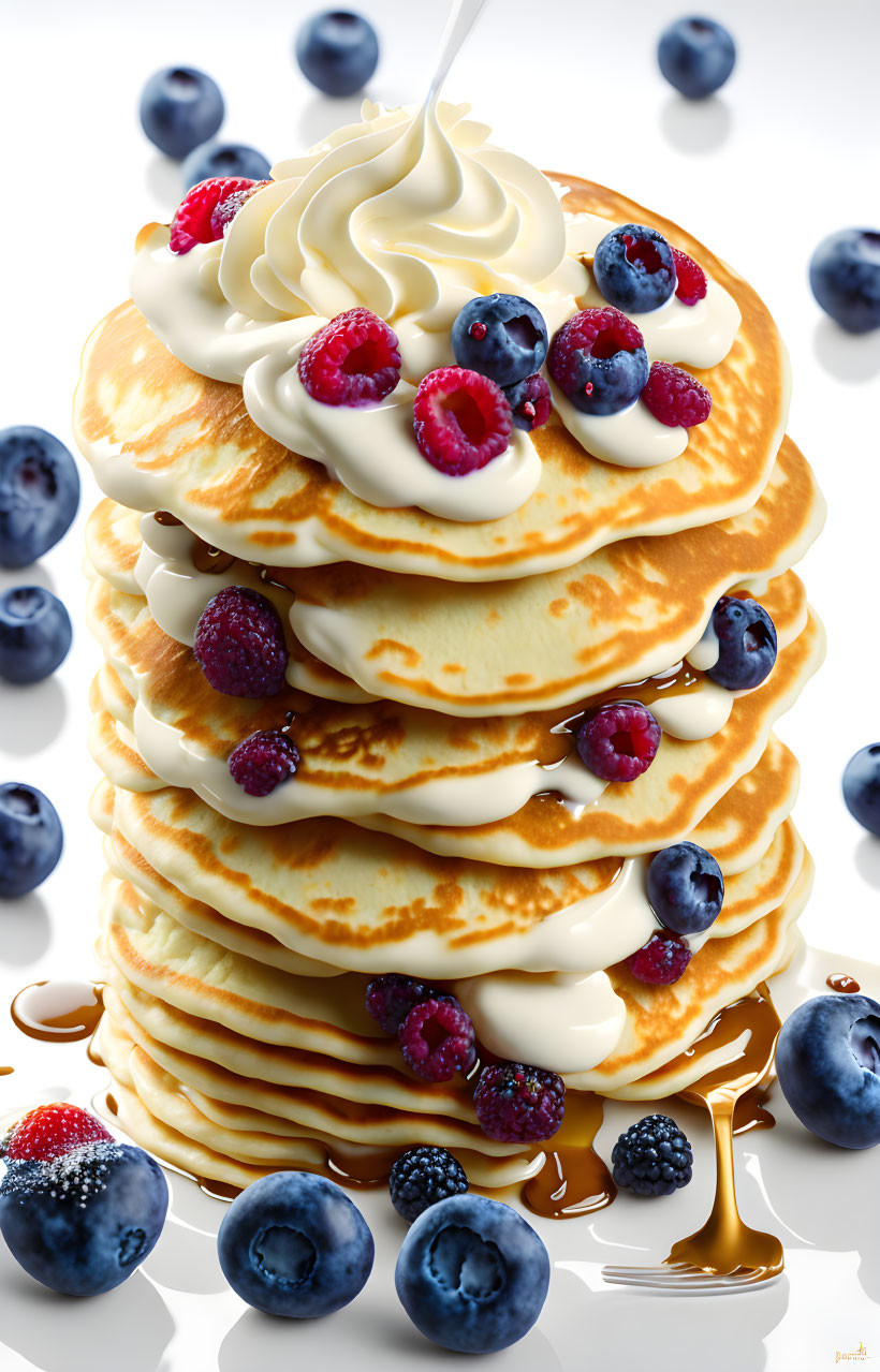 pancakes with cream & berries (from cookie stack)